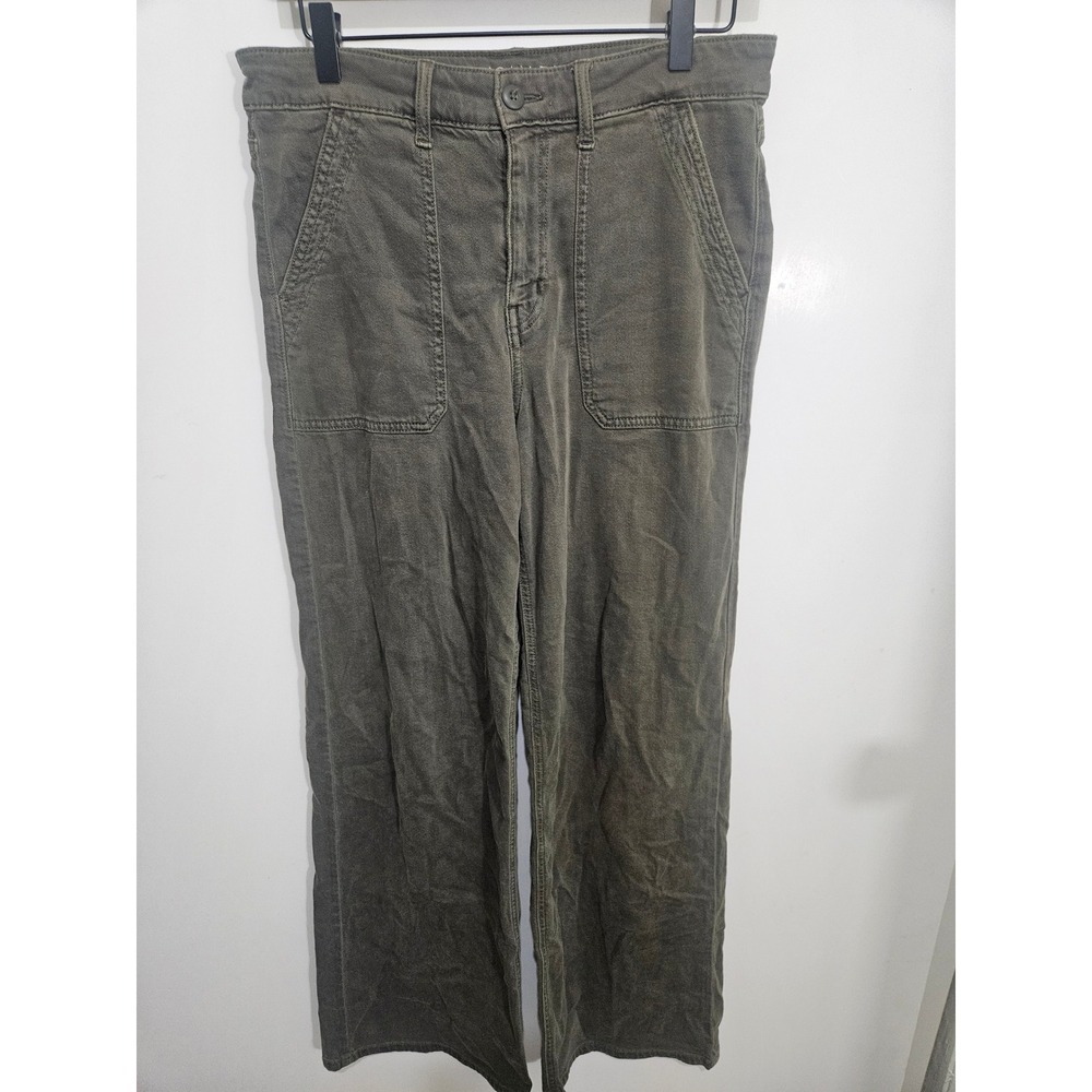 American Eagle Super High-Rise Baggy Wide Leg Olive Green Utility Pants Sz 10